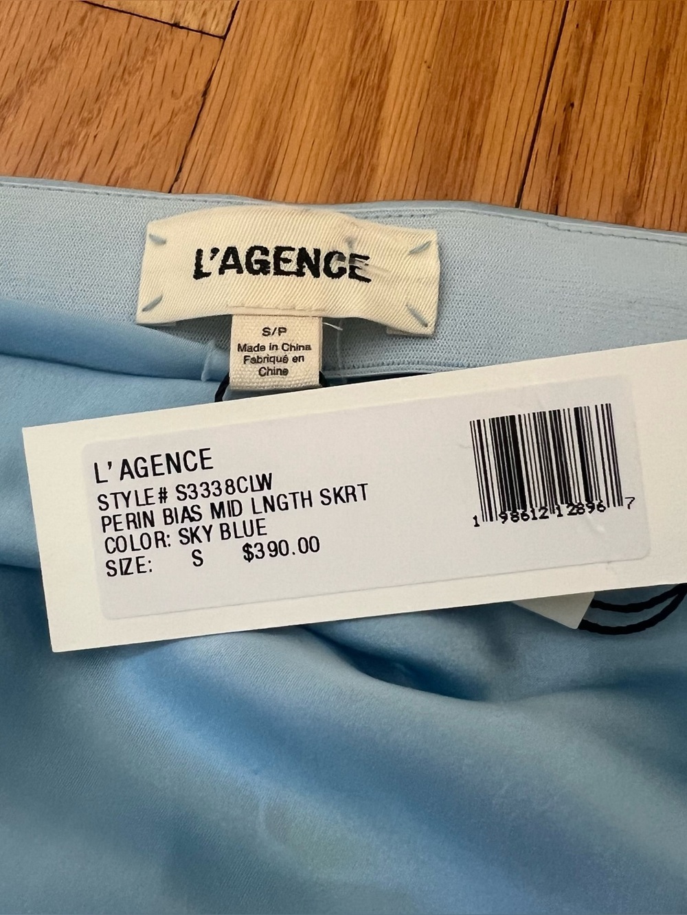 L'AGENCE Perin Silk Midi Skirt in Sky Blue size Small NWT - Picture 4 of 7